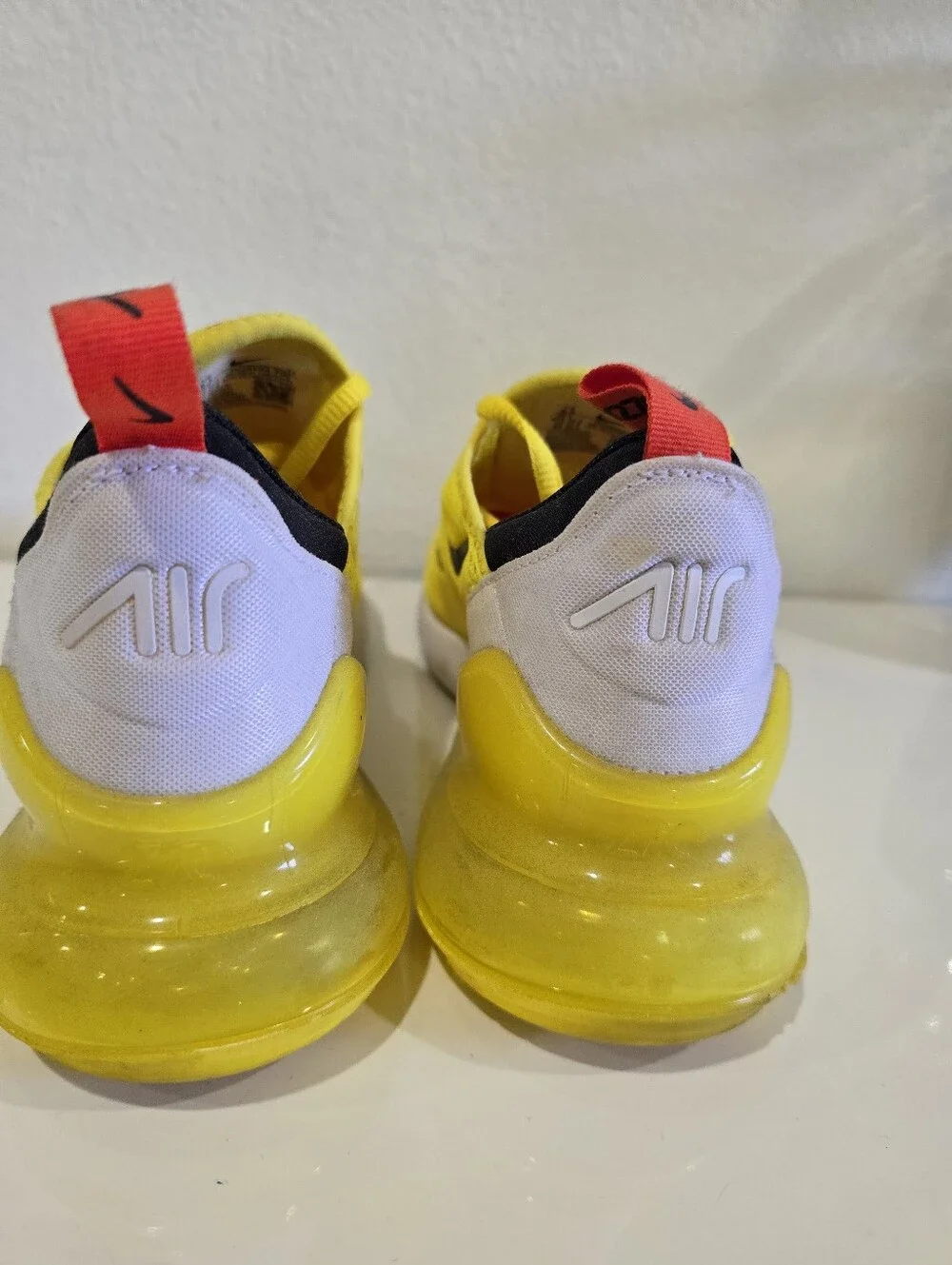 Nike Yellow Air270 Lightweight Sneakers with Red Pull Tabs